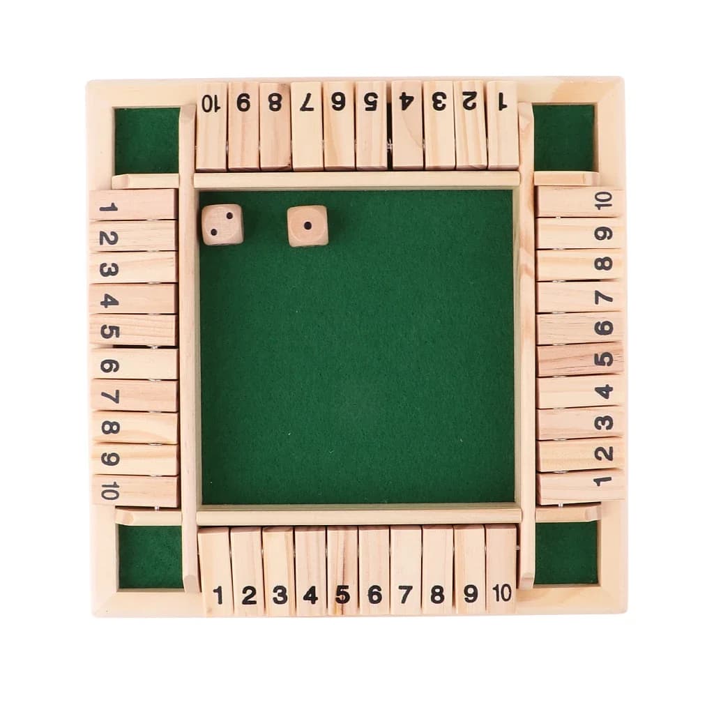 Wooden Arithmetic Dice Board Game – Flip Card Box with 4-Sided Number Tiles, Fun Multiplayer Dice Game for Family & Party 3