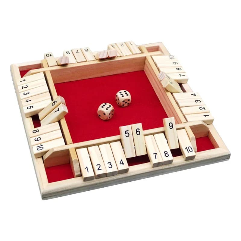 Wooden Arithmetic Dice Board Game – Flip Card Box with 4-Sided Number Tiles, Fun Multiplayer Dice Game for Family & Party 2