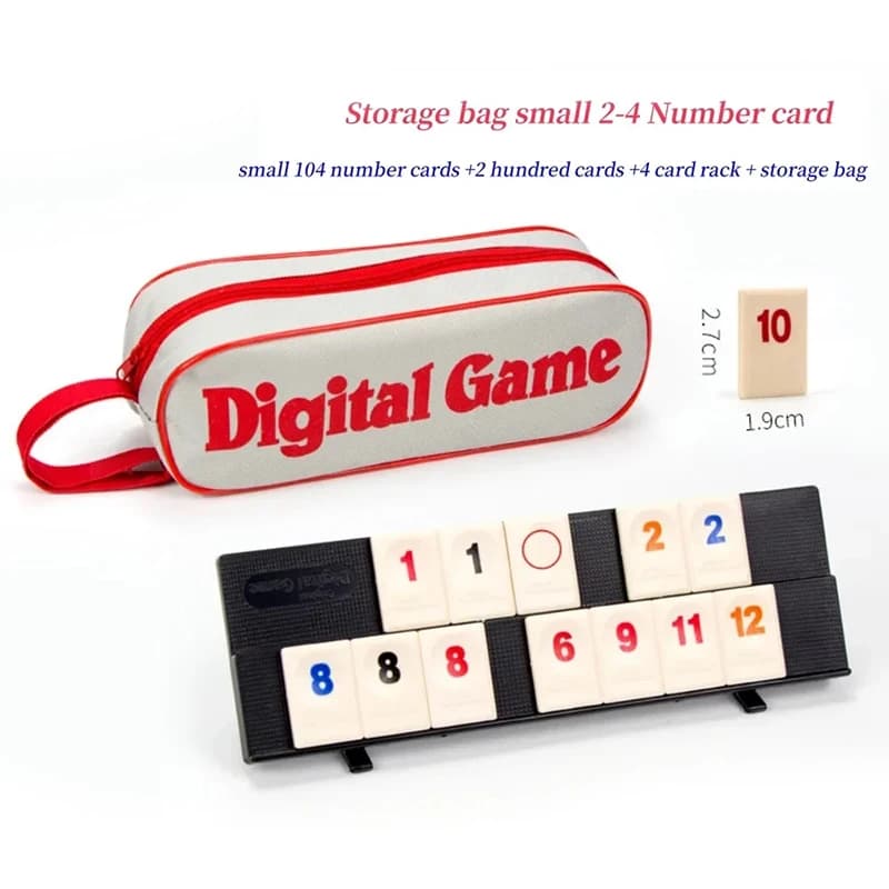 Rummy Cube Game with 4 Racks, 106 Rummy Cube Game Set with Portable Case, Rummy Tiles Travel Set for Family Classic Board Games